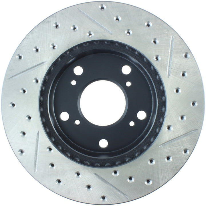 StopTech 02-06 Acura RSX Slotted & Drilled Right Front Rotor - Bull Strap