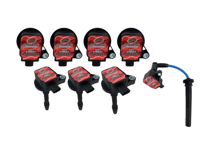 Granatelli 18-23 Ford 5.0L 4V Hot Street Coil-On-Plug Wire Conn Kit w/Coil Packs (50K Volts) - Bull Strap