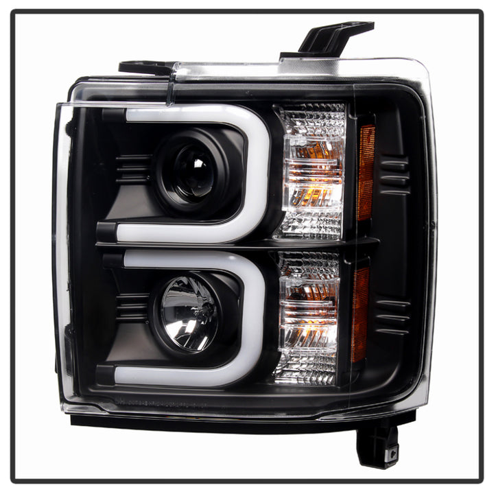 Spyder Chevy Silverado 2014-16 2500 HD Projector Headlights Light Bar DRL Blk PRO-YD-CSHD14-LBDRL-BK - Bull Strap