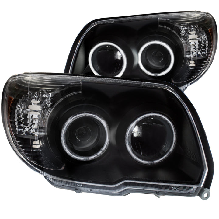 ANZO 2006-2009 Toyota 4Runner Projector Headlights w/ Halo Black - Bull Strap