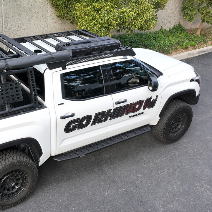 Go Rhino 22-23 Toyota Tundra CrewMax Ceros Low Profile Roof Rack - Tex. Blk - Bull Strap