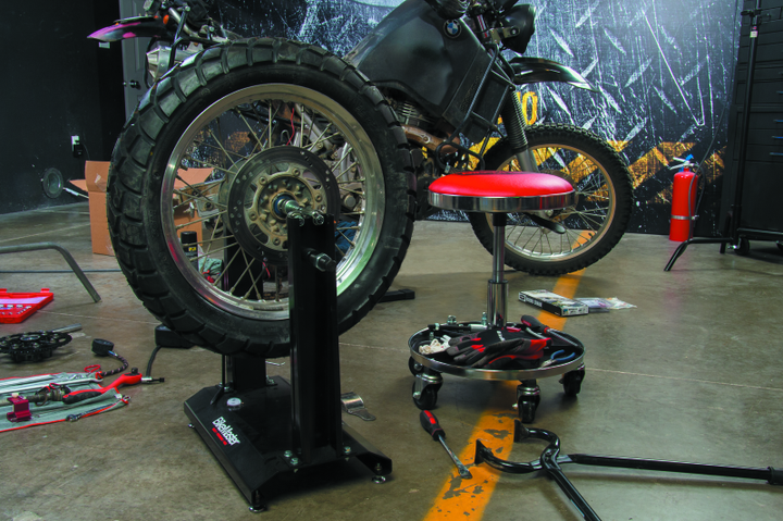 BikeMaster Ultimate Shop Stool w/ Tool Caddy - Bull Strap