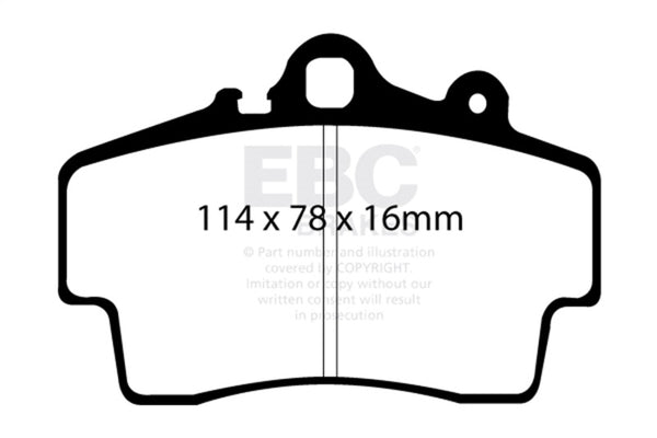 EBC 97-99 Porsche Boxster (Cast Iron Rotors only) 2.5 Yellowstuff Front Brake Pads - Bull Strap