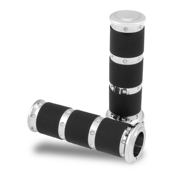 Performance Machine Handle Grip Set XLS - Chrome - Bull Strap