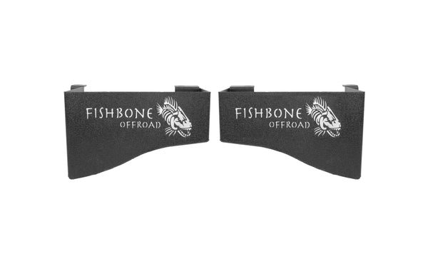 Fishbone Offroad 07-18 Jeep Wrangler JK 4 DR WheelWell Storage Bin - Black Textured Powdercoat Steel - Bull Strap