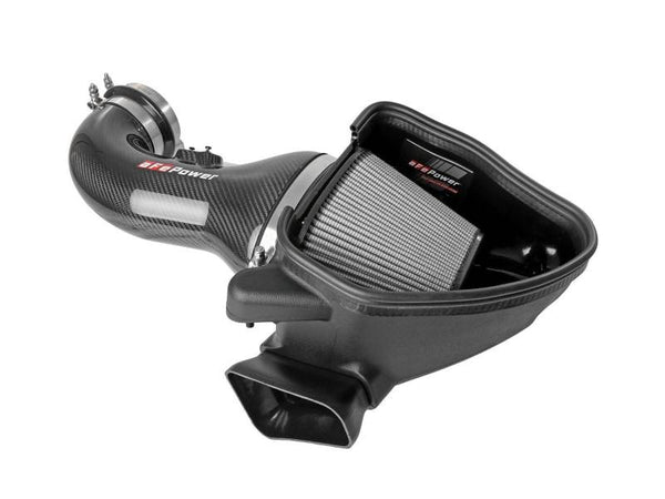 aFe 17-12 Chevrolet Camaro ZL1 (6.2L-V8) Track Series Carbon Fiber CAI System w/ Pro-DRY S Filters - Bull Strap