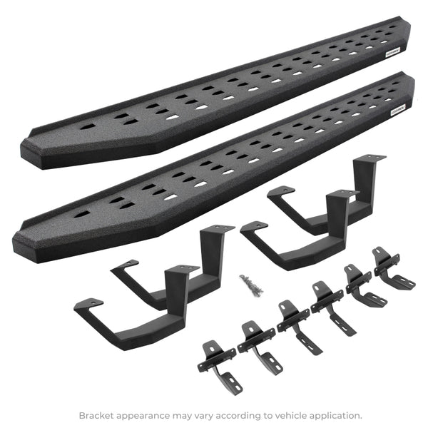 Go Rhino 2022 Toyota Tundra CrwMx Kit w/RB20 Running Board + Brkts + 4 RB20 Drop Steps - Bedlnr Coat - Bull Strap