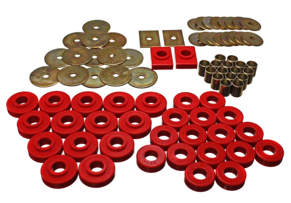 Energy Suspension Gm Body Mount Set - Red - Bull Strap