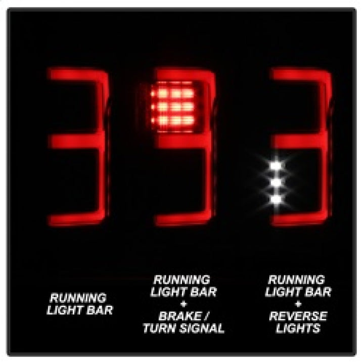 Spyder 15-17 Ford F-150 LED Tail Lights (w/Blind Spot) - Black Smoke (ALT-YD-FF15015BS-LBLED-BSM) - Bull Strap