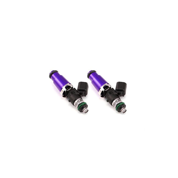 Injector Dynamics 1340cc Injectors - 60mm Length - 14mm Purple Top - 14mm Lower O-Ring (Set of 2) - Bull Strap