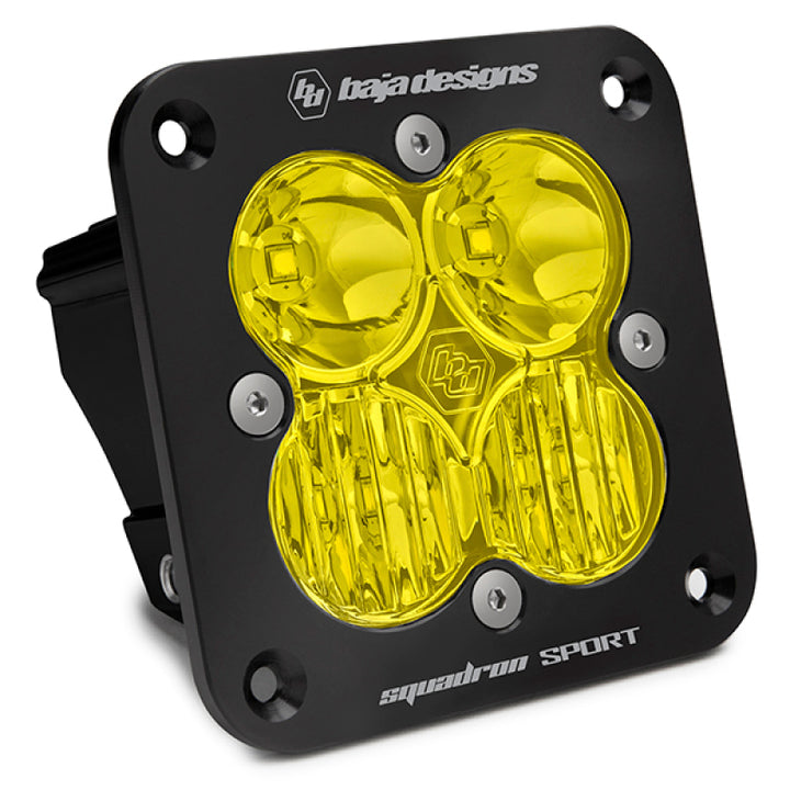 Baja Designs Squadron Sport Driving/Combo Pattern Flush Mount Black LED Light Pod - Amber - Bull Strap