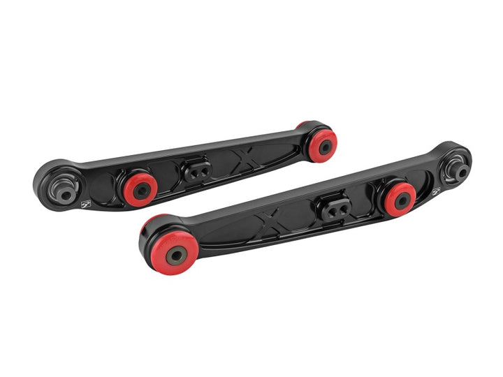 Skunk2 Honda/Acura EG/DC Alpha Series Rear Lower Control Arm Set - Black - Bull Strap