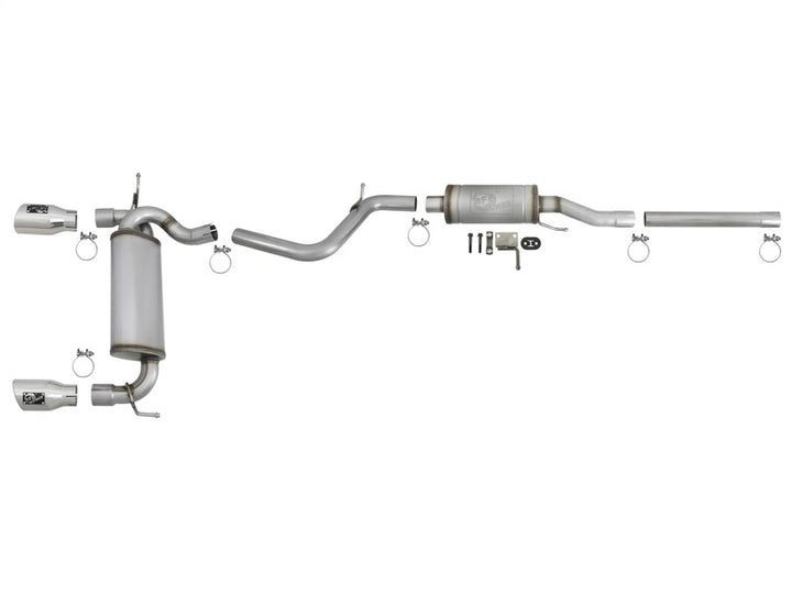 aFe Rebel Series 2.5in 409 SS Cat-Back Exhaust w/ Polished Tips 07+ Jeep Wrangler (JK) V6 3.6L/3.8L - Bull Strap