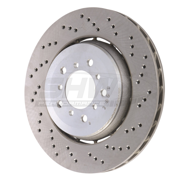 SHW 05-06 BMW M3 3.2L Right Front Cross-Drilled Lightweight Brake Rotor (34112282446) - Bull Strap