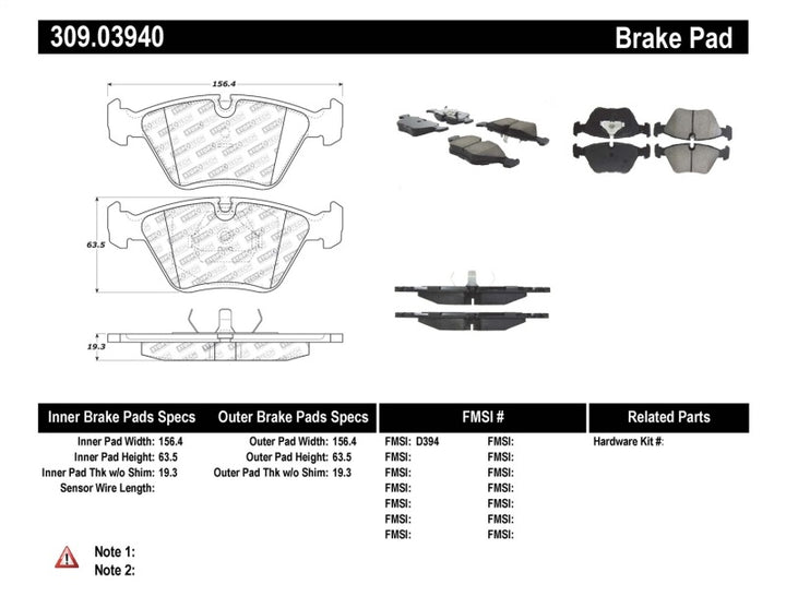 StopTech 95-99 BMW M3 / 01-07 M3 E46 / 89-93 M5 / 98-02 Z3 M series / 93-95 530 Front Brake Pads - Bull Strap