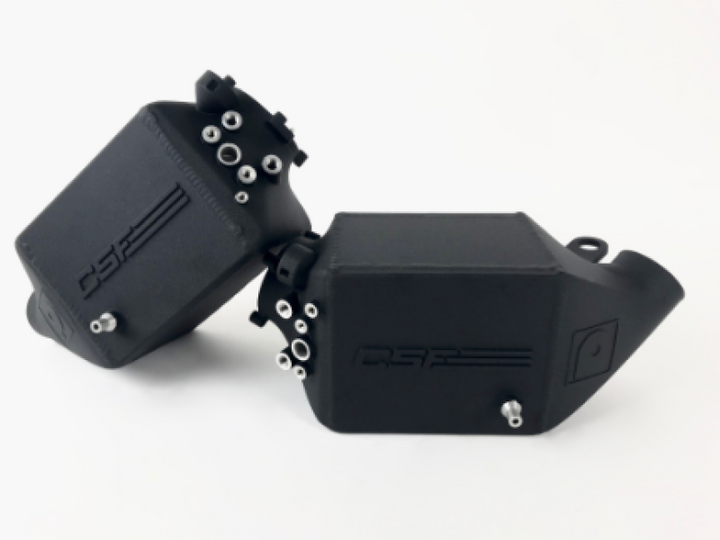 CSF 12-16 BMW M5 (F10) / 12-18 BMW M6 (F06/F12/F13) Twin Charge-Air-Cooler Set - Crinkle Black - Bull Strap