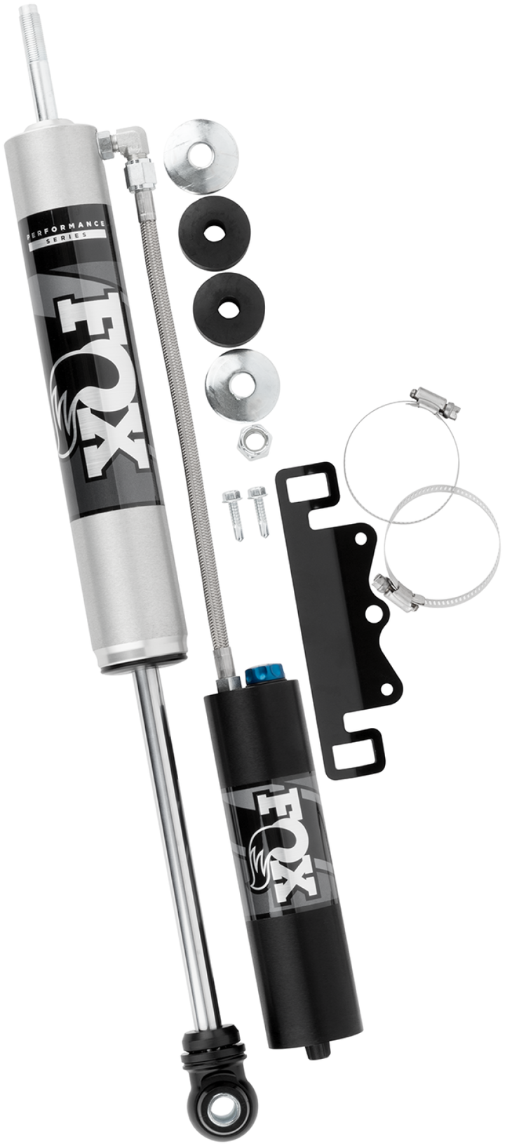 Fox 17-19 Ford F250/F350 2.0 Performance Series Remote Reservoir Adj. Front Shocks 0-1.5in Lift - Bull Strap