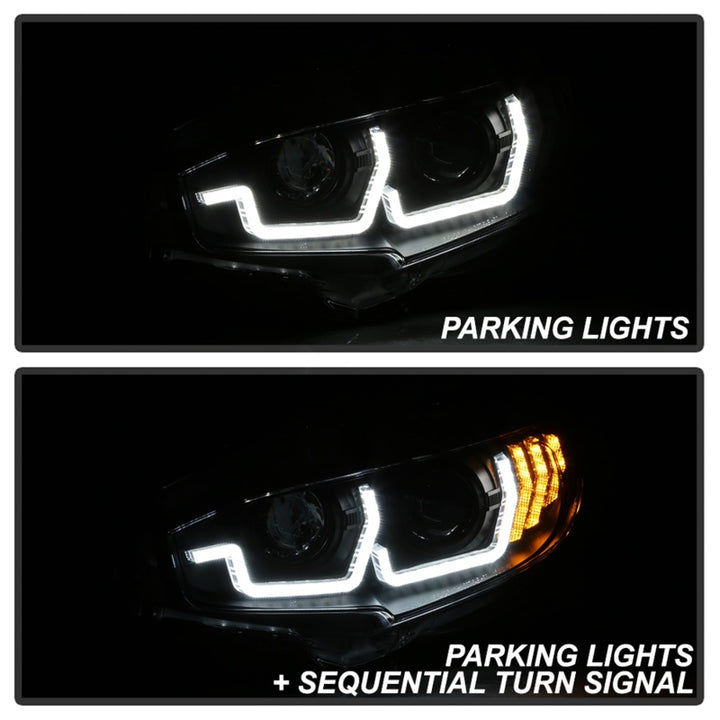 Spyder 16-18 Honda Civic 4Dr w/LED Seq Turn Sig Lights Proj Headlight - Black - PRO-YD-HC16-SEQ-BK - Bull Strap