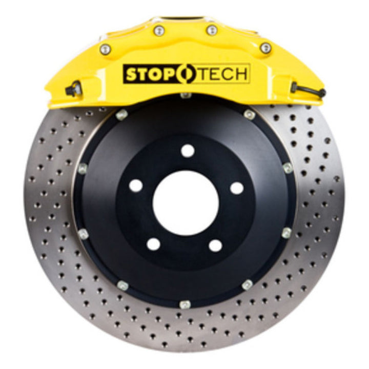 StopTech 08-13 BMW M3/11-12 1M Coupe Front BBK w/ Yellow ST-60 Calipers Drilled 380x35mm Rotor - Bull Strap