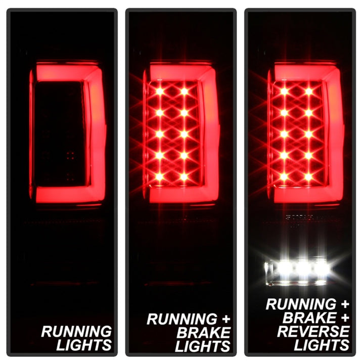 Spyder 04-08 Ford F-150 Projector Tail Lights - Light Bar DRL LED - Black ALT-YD-FF15004V2-LBLED-BK - Bull Strap