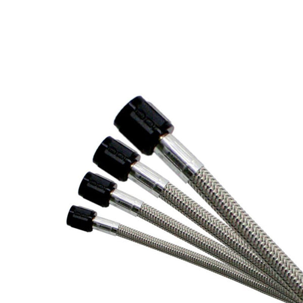 Nitrous Express 4AN 6ft Stainless Steel Braided Hose - Black - Bull Strap