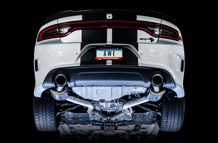 AWE Tuning 2015+ Dodge Charger 6.4L/6.2L SC Non-Resonated Touring Edition Exhaust - Silver Tips - Bull Strap