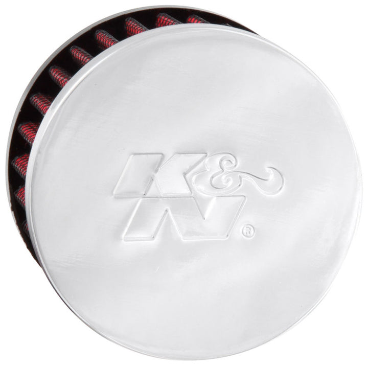 K&N .5in Flange ID x 3in OD x 3.25in H Rubber Base Crankcase Vent Filter - Bull Strap
