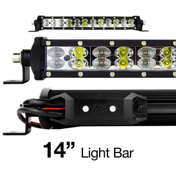 XK Glow RGBW Light Bar High Power Offroad Work/Hunting Light w/ Bluetooth Controller 14In - Bull Strap