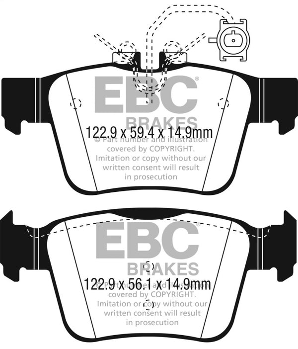 EBC 2017+ Alfa Romeo Giulia 2.0T Yellowstuff Rear Brake Pads - Bull Strap