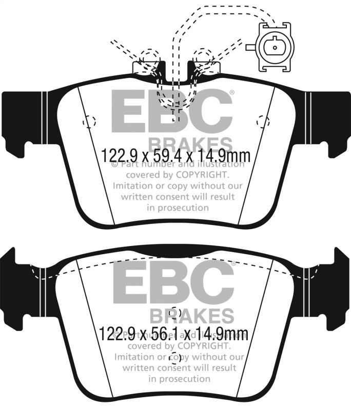 EBC 2017+ Alfa Romeo Giulia 2.0T Yellowstuff Rear Brake Pads - Bull Strap