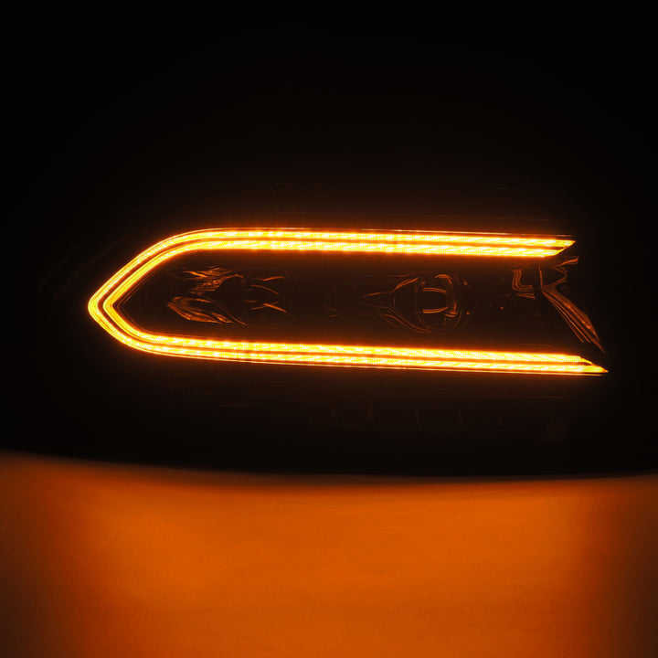 AlphaRex 15-23 Dodge Charger LUXX LED Proj Headlights Alpha-Black w/Actv Light & Seq.Sig / SB DRL - Bull Strap
