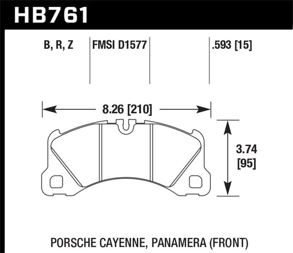 Hawk 10-13 Porsche Panamera / 12-15 Cayenne  Performance Ceramic Luxury & Touring Front Brake Pad - Bull Strap