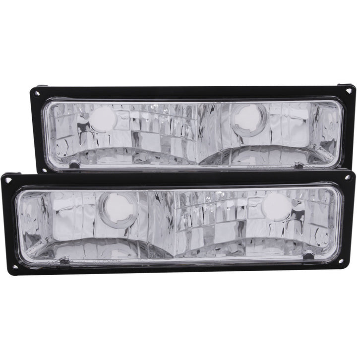 ANZO 1988-1998 Chevrolet C1500 Euro Parking Lights Black - Bull Strap