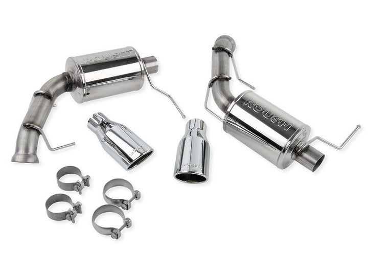 Roush 2011-2014 Ford Mustang V8 Enhanced Sound Dual Axle-Back w/ Round Tips - Bull Strap
