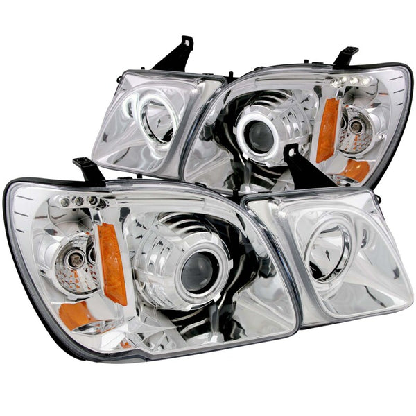 ANZO 1998-2007 Lexus Lx470 Projector Headlights w/ Halo Chrome (CCFL) - Bull Strap