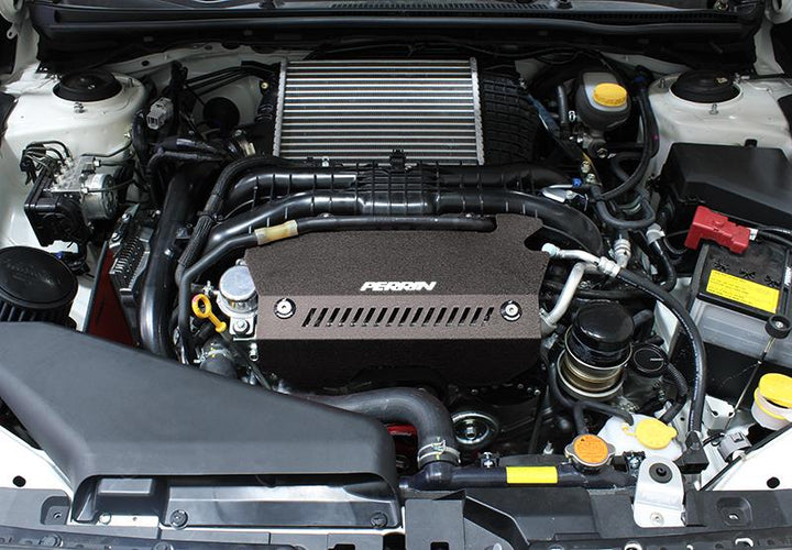 PERRIN 15-21 Subaru WRX Pulley Cover - Black - Bull Strap