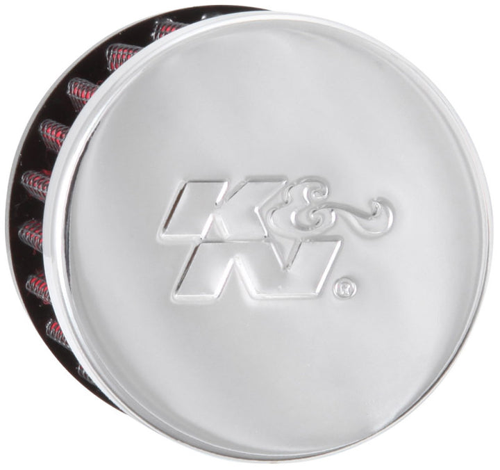 K&N 1.25in Flange ID x 3in OD x 2.5in H Rubber Base Crankcase Vent Filter - Bull Strap