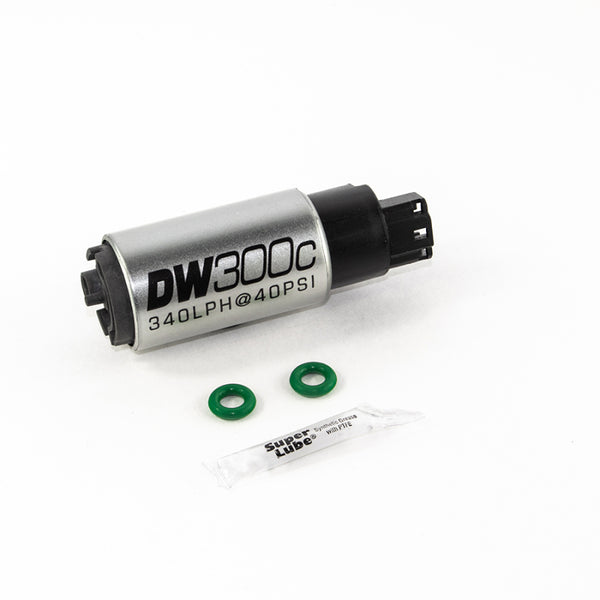 DeatschWerks 340lph DW300C Compact Fuel Pump w/ 02-06 RSX Set Up Kit (w/o Mounting Clips) - Bull Strap