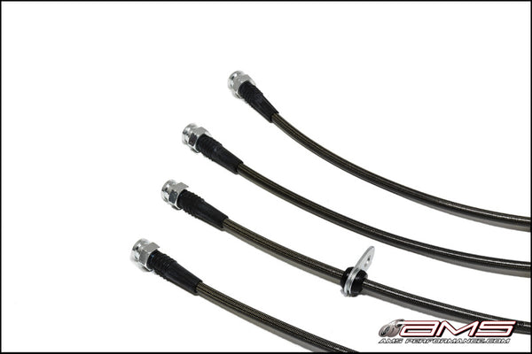 AMS Performance 08-15 Mitsubishi EVO X Stainless Steel Brake Lines (4 Lines) - Bull Strap