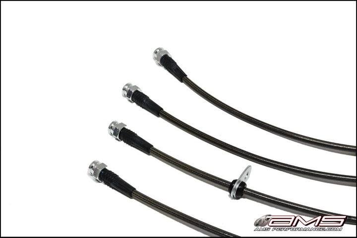 AMS Performance 08-15 Mitsubishi EVO X Stainless Steel Brake Lines (4 Lines) - Bull Strap