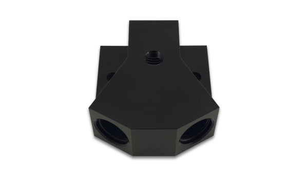 Vibrant Billet Aluminum Y-Block Fitting with 1/8in NPT Port -8AN x Dual -8AN ORB - Bull Strap