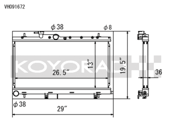 Koyo 03-07 Subaru Impreza WRX/STI (MT / w/ Filler Neck) Radiator - Bull Strap