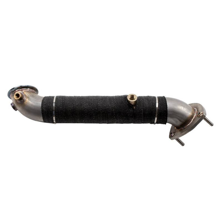 Wehrli 15.5-16 Chevrolet 6.6L LML Duramax 3in Stainless Down Pipe (3 Bolt Flange) - Bull Strap
