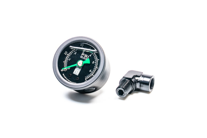 Radium Engineering 0-100 PSI Fuel Pressure Gauge With 90 Degree Adapter - Bull Strap