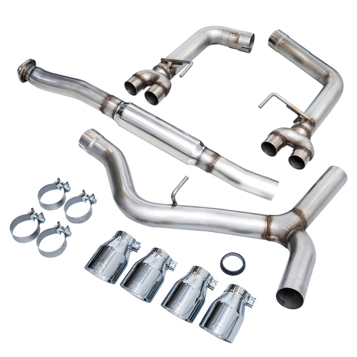 AWE Tuning Subaru WRX/STI VA/GV Sedan Track Edition Exhaust - Chrome Silver Tips (102mm) - Bull Strap