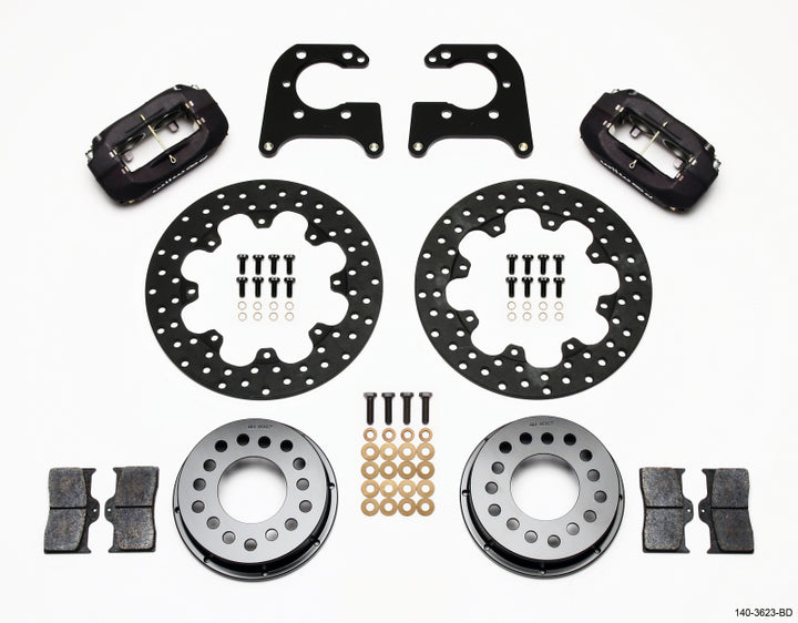 Wilwood Forged Dynalite Rear Drag Kit Drilled Rotor Big Ford 2.50in Offset - Bull Strap