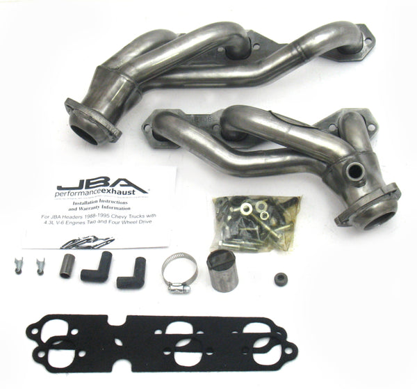JBA 88-95 GM Truck 4.3L V6 w/o A.I.R. Injection 1-1/2in Primary Raw 409SS Cat4Ward Header - Bull Strap
