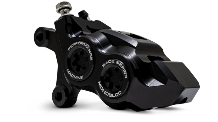 Performance Machine 08-23 FL,18-24 M8 Softail,06-17 VRod 137x4B Rce Series Monobloc Caliper Left BLK - Bull Strap