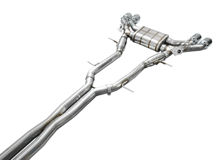 AWE Tuning 2021+ Cadillac CT4-V Blackwing SwitchPath Exhaust - Chrome Silver Tips - Bull Strap