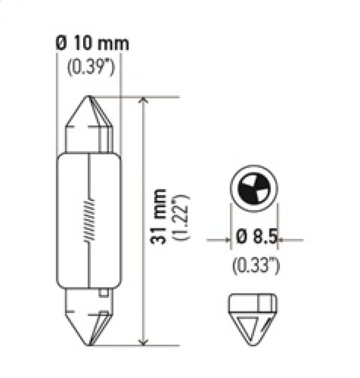 Hella Universal Clear 12V 10W 10x41mm T3.25 Bulb - Bull Strap